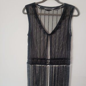 1920's Black Beaded Overlay Dress